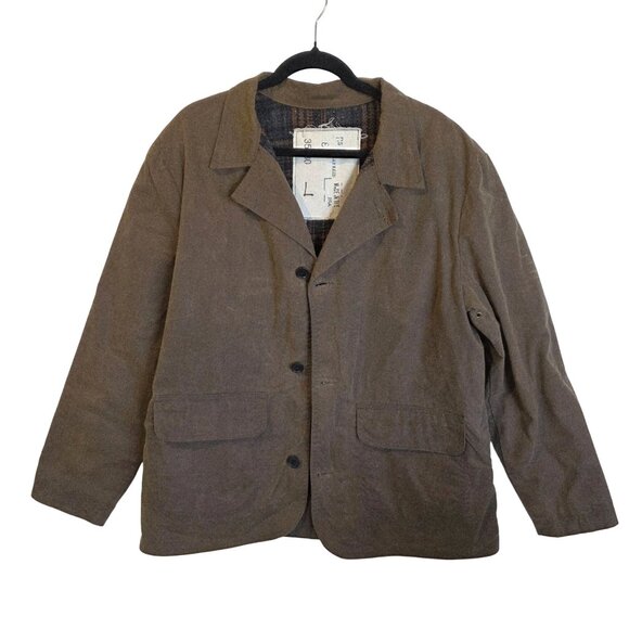 Billy Reid Mens Waxed Jacket Large Blazer Hunting Chore Work Brown Utility Canva - Picture 2 of 10